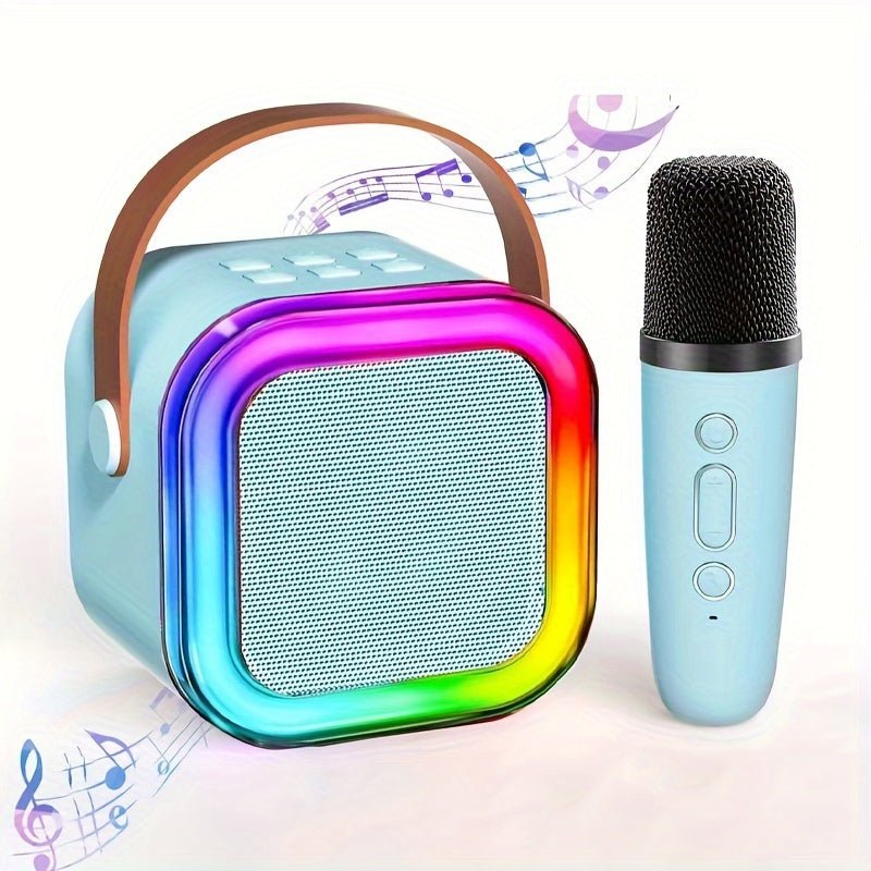 Ensemble de Machine de Karaoke Portable avec 2 Microphones Sans Fil, Éclairage Disco LED, Haut - Parleur Rechargeable USB – Parfait pour Fêtes en Famille et Cadeaux d’Anniversaire - TR Electronics Online