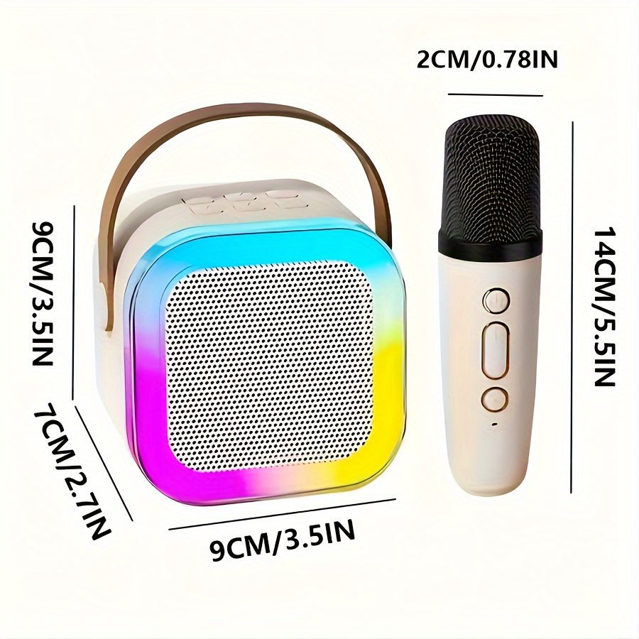 Ensemble de Machine de Karaoke Portable avec 2 Microphones Sans Fil, Éclairage Disco LED, Haut - Parleur Rechargeable USB – Parfait pour Fêtes en Famille et Cadeaux d’Anniversaire - TR Electronics Online