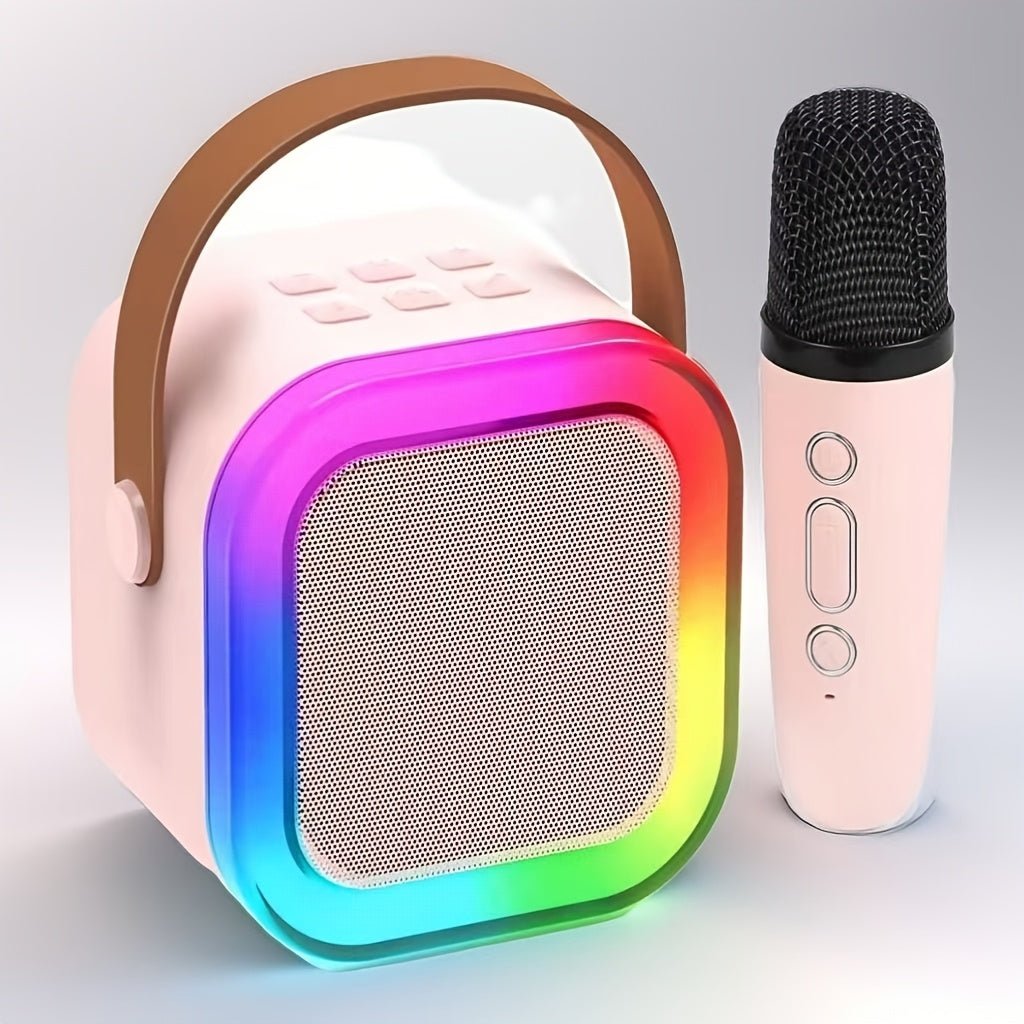 Ensemble de Machine de Karaoke Portable avec 2 Microphones Sans Fil, Éclairage Disco LED, Haut - Parleur Rechargeable USB – Parfait pour Fêtes en Famille et Cadeaux d’Anniversaire - TR Electronics Online